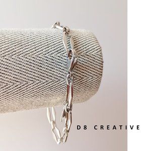 New Men's Stainless Steel Quality Polished Silver Chic Flat Link Chain Bracelet